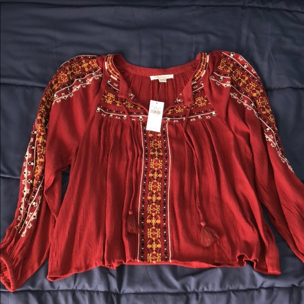 Embroidered long sleeve blouse